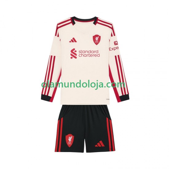 Camisola Liverpool Criança Equipamento Segundo 2025-2026 Manga Comprida